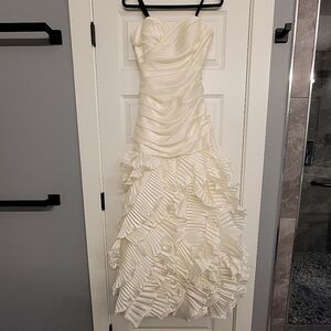 Dalia MacPhee Fit and Flare Strapless Mermaid White Wedding Dress -Neiman Marcus